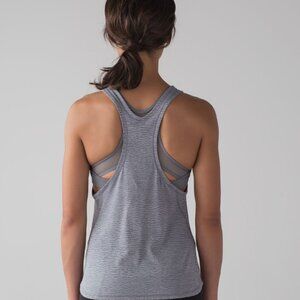 Lululemon Glide & Stride Grey Print Tank with Bra size 6
